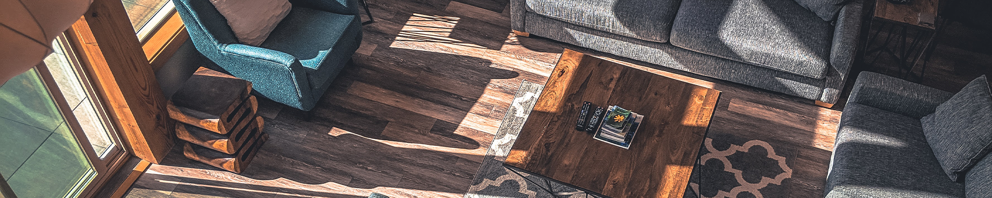 overhead view of living room filled with furniture